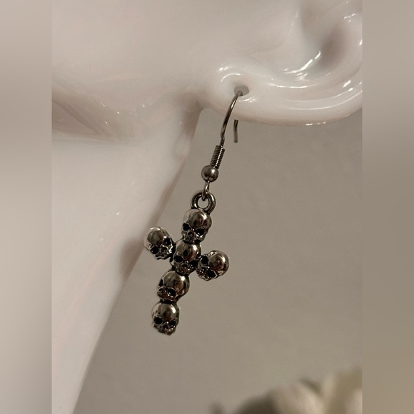 Orecchini Pendenti A Forma Di Scheletro – Argento, Halloween, Punk Goth, Acciaio Inossidabile - 2
